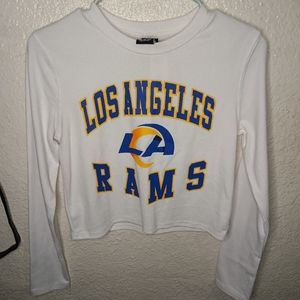 NFL Team Apparel Women's LA Rams White  Crop Long Sleeve Shirt M